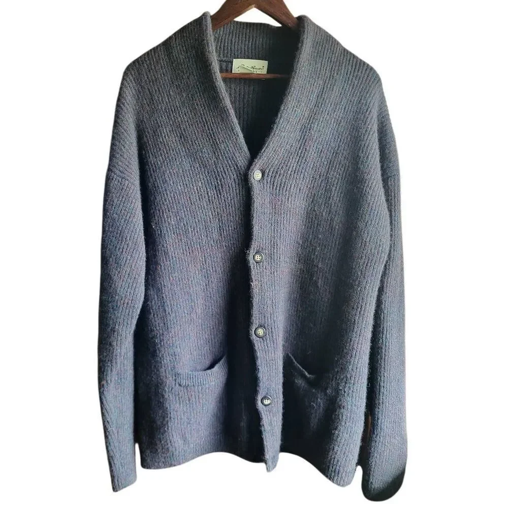 Vintage Eddie Bauer Sweater Men's Large Multicolor Cardigan Wool Grandpa Cozy